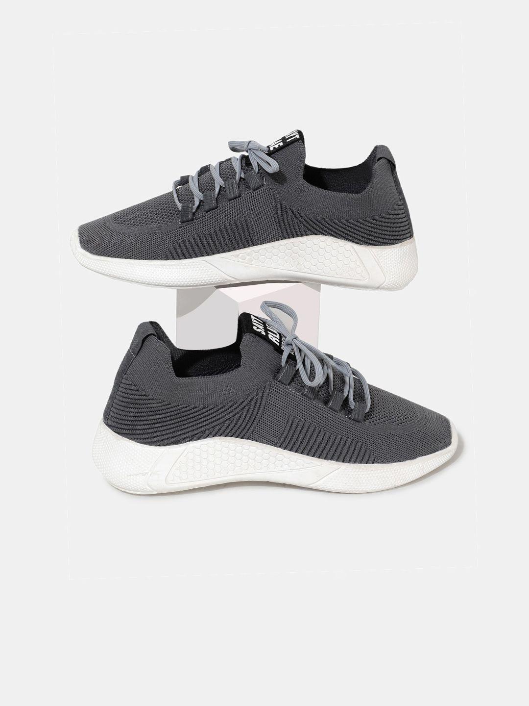 rapidbox men grey woven design sneakers