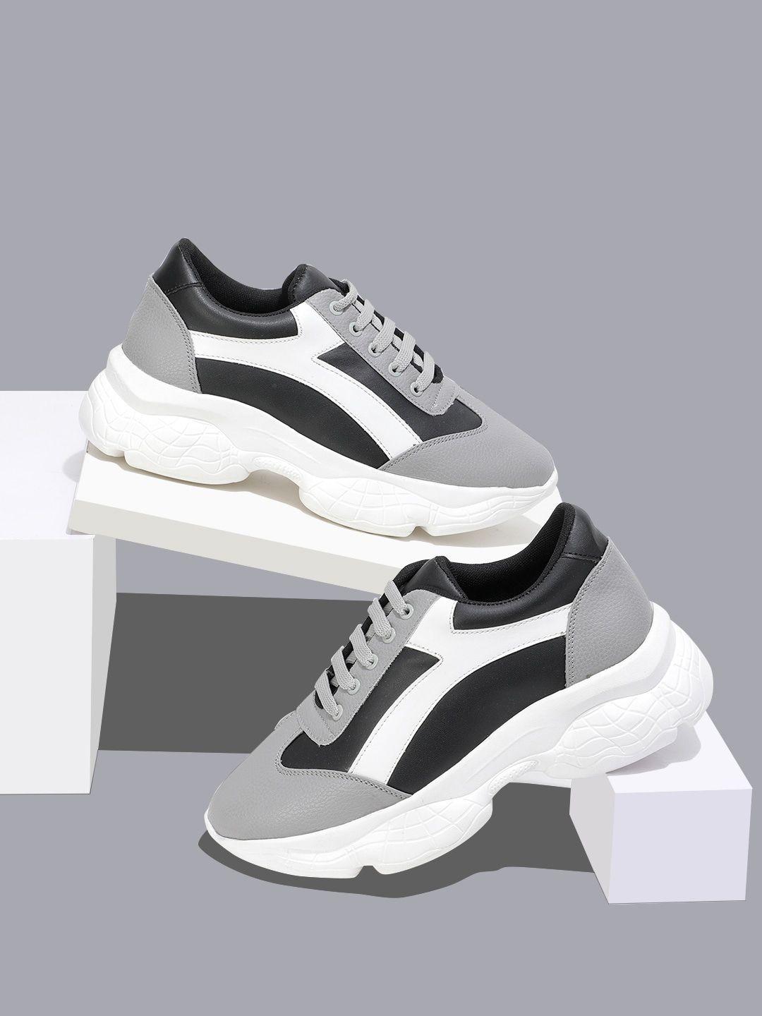 rapidbox women black & grey colourblocked sneakers