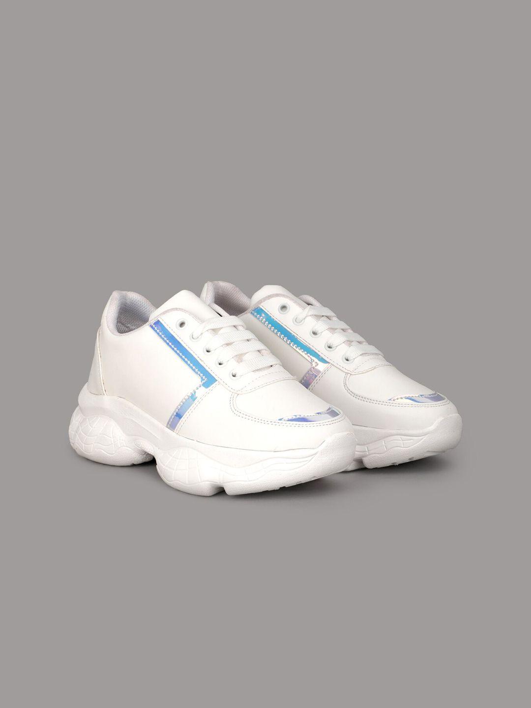 rapidbox women white & blue sneakers