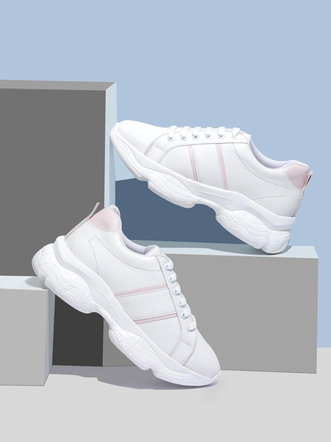 rapidbox women white woven design sneakers