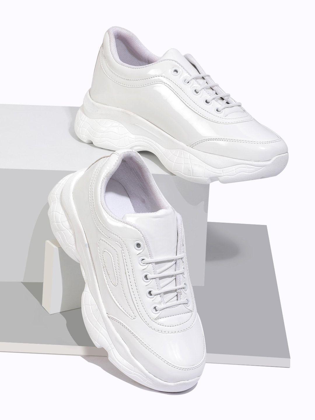 rapidbox women white woven design sneakers