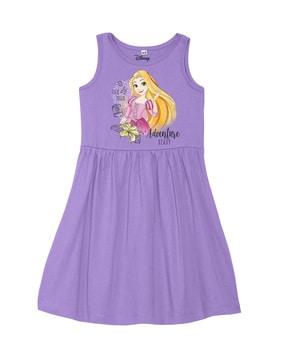 rapunzel print cotton a-line dress