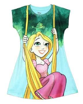 rapunzel print round-neck a-line dress