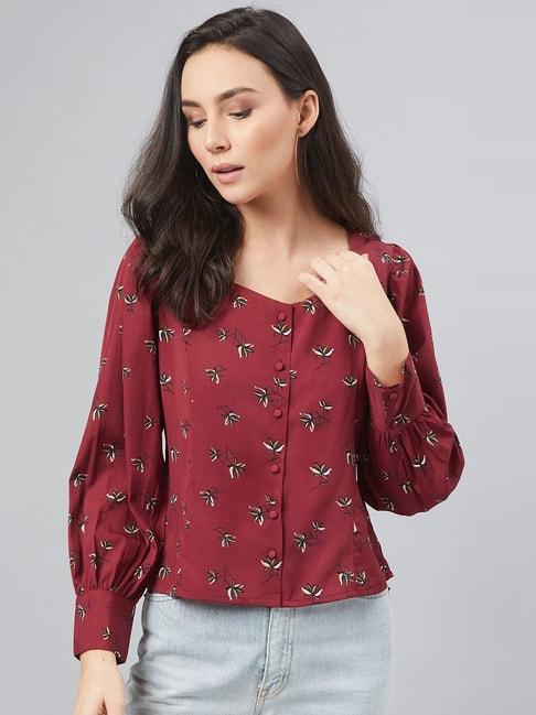 rare maroon floral print shirt