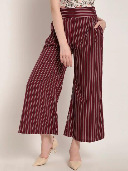 rare maroon striped mid rise regular fit culottes