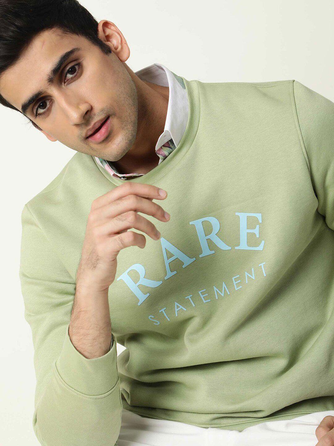 rare rabbit men green printed sweatshirt