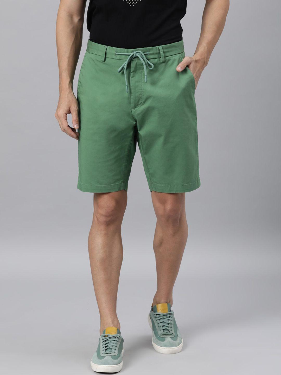 rare rabbit men green slim fit regular shorts