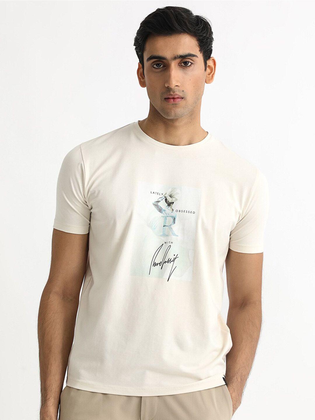 rare rabbit men off white v-neck pockets slim fit t-shirt