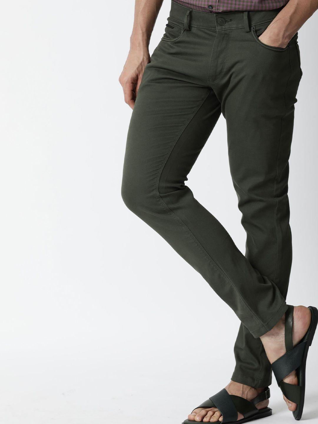 rare rabbit men olive green slim fit chinos trousers