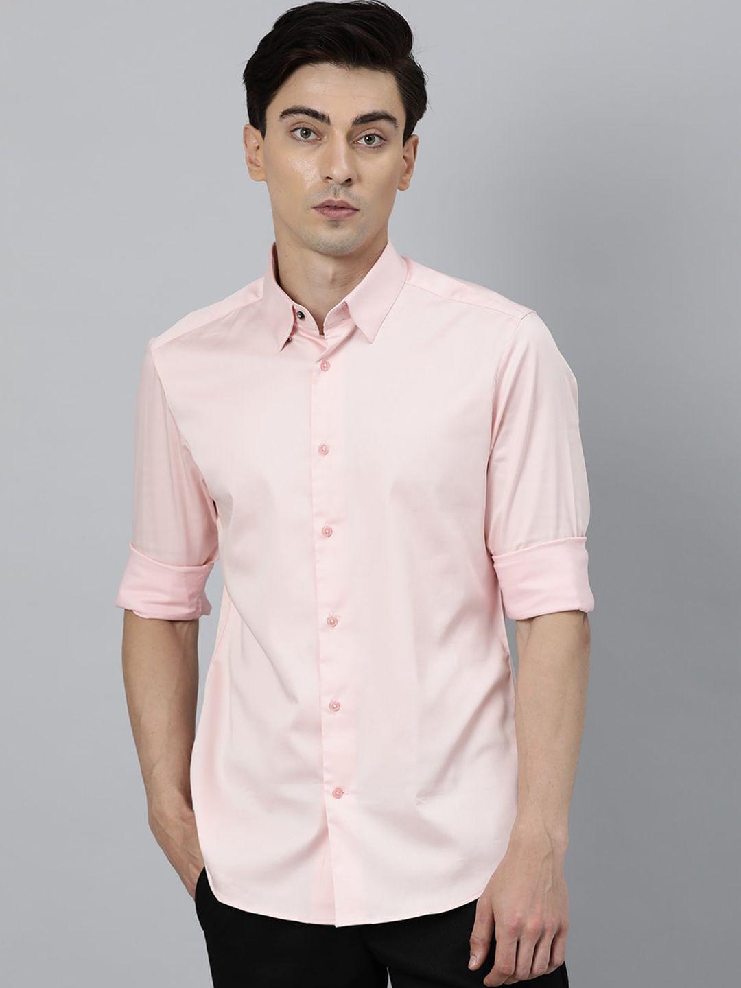 rare rabbit men pink slim fit solid casual shirt