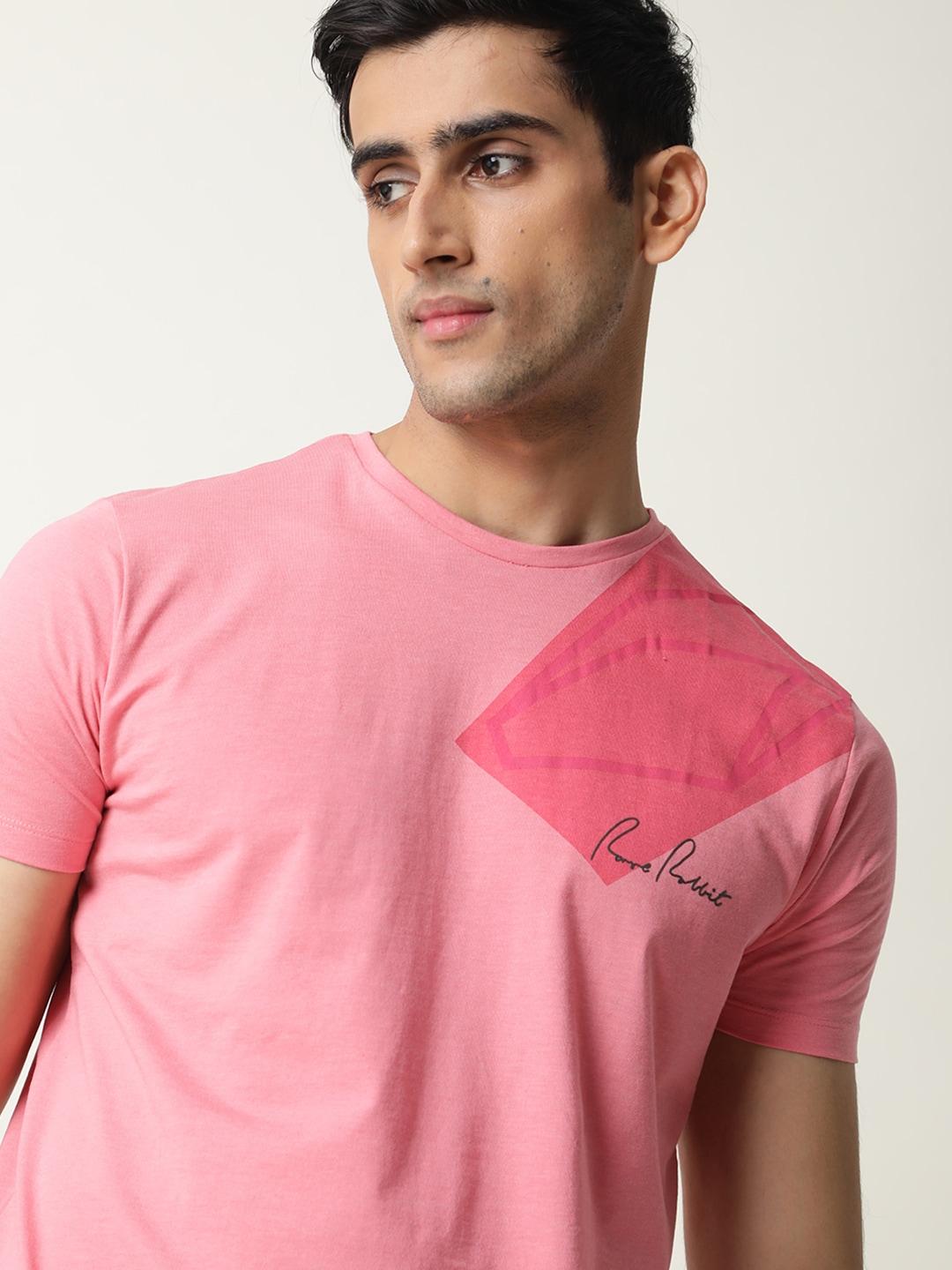 rare rabbit men pink solid v-neck t-shirt