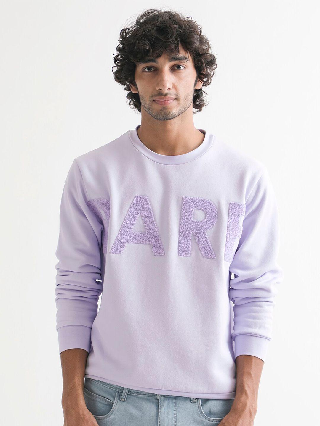 rare rabbit men purple printed sweatshirt