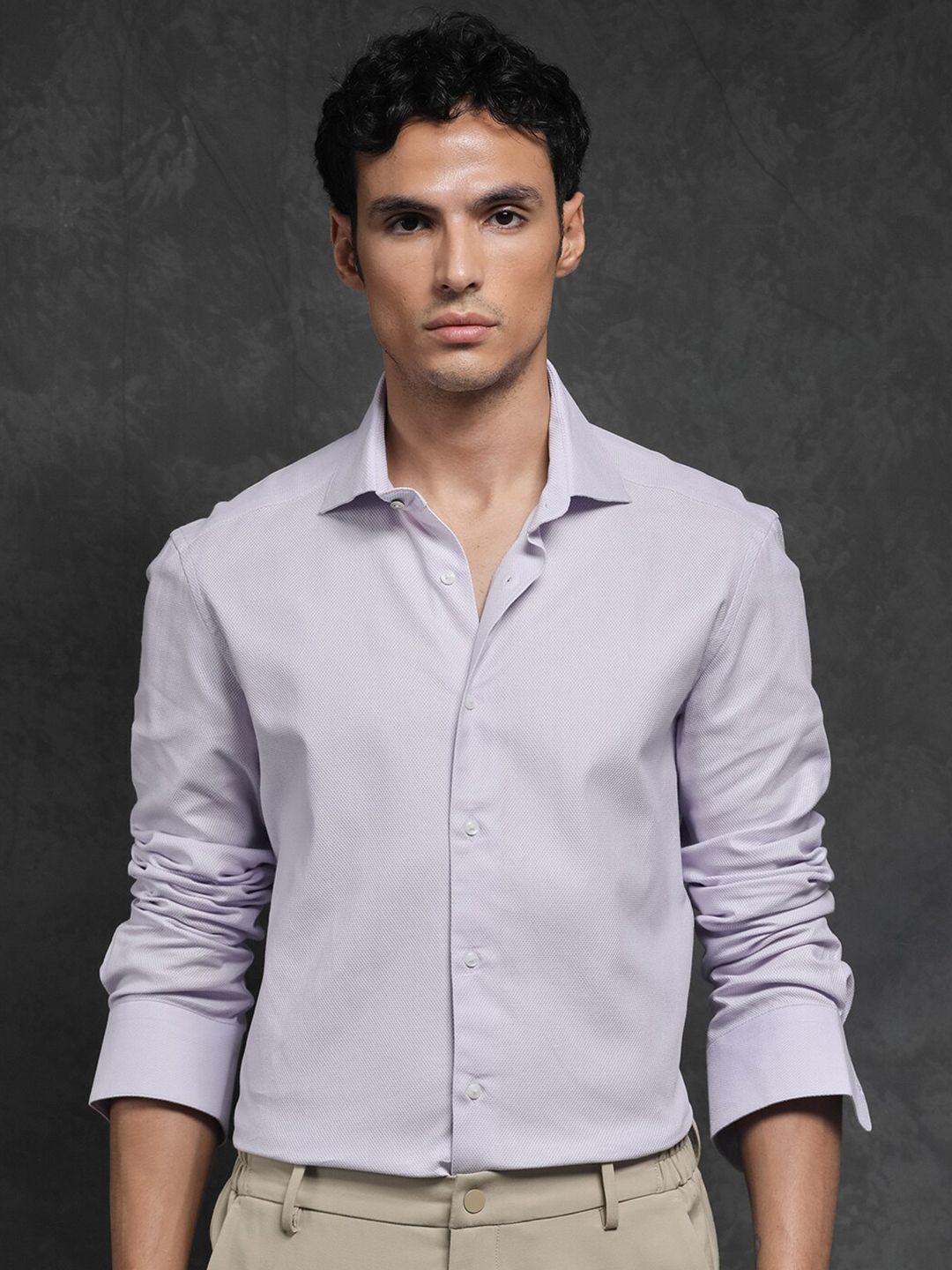 rare rabbit men purple slim fit opaque casual shirt