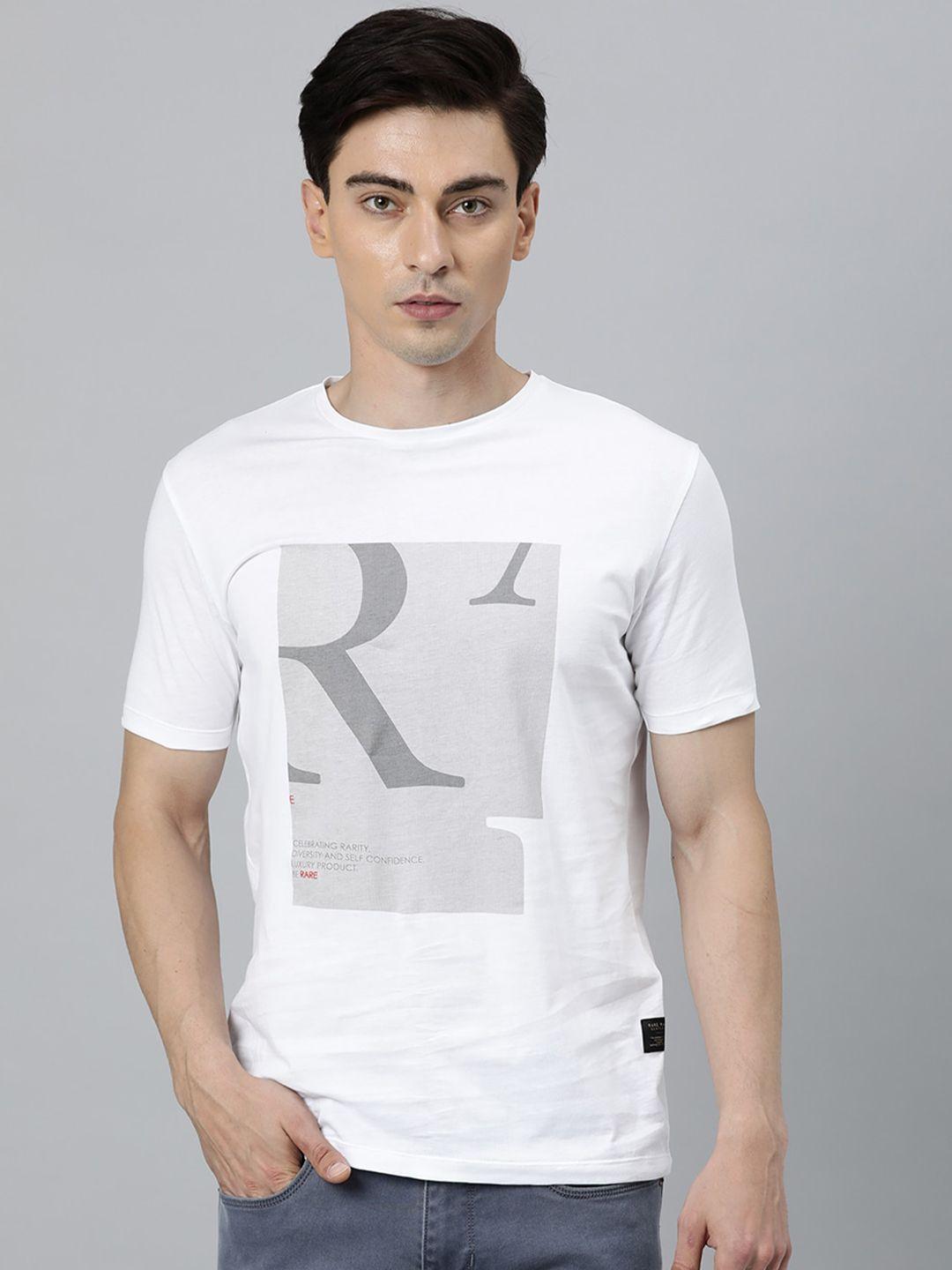 rare rabbit men white printed slim fit t-shirt