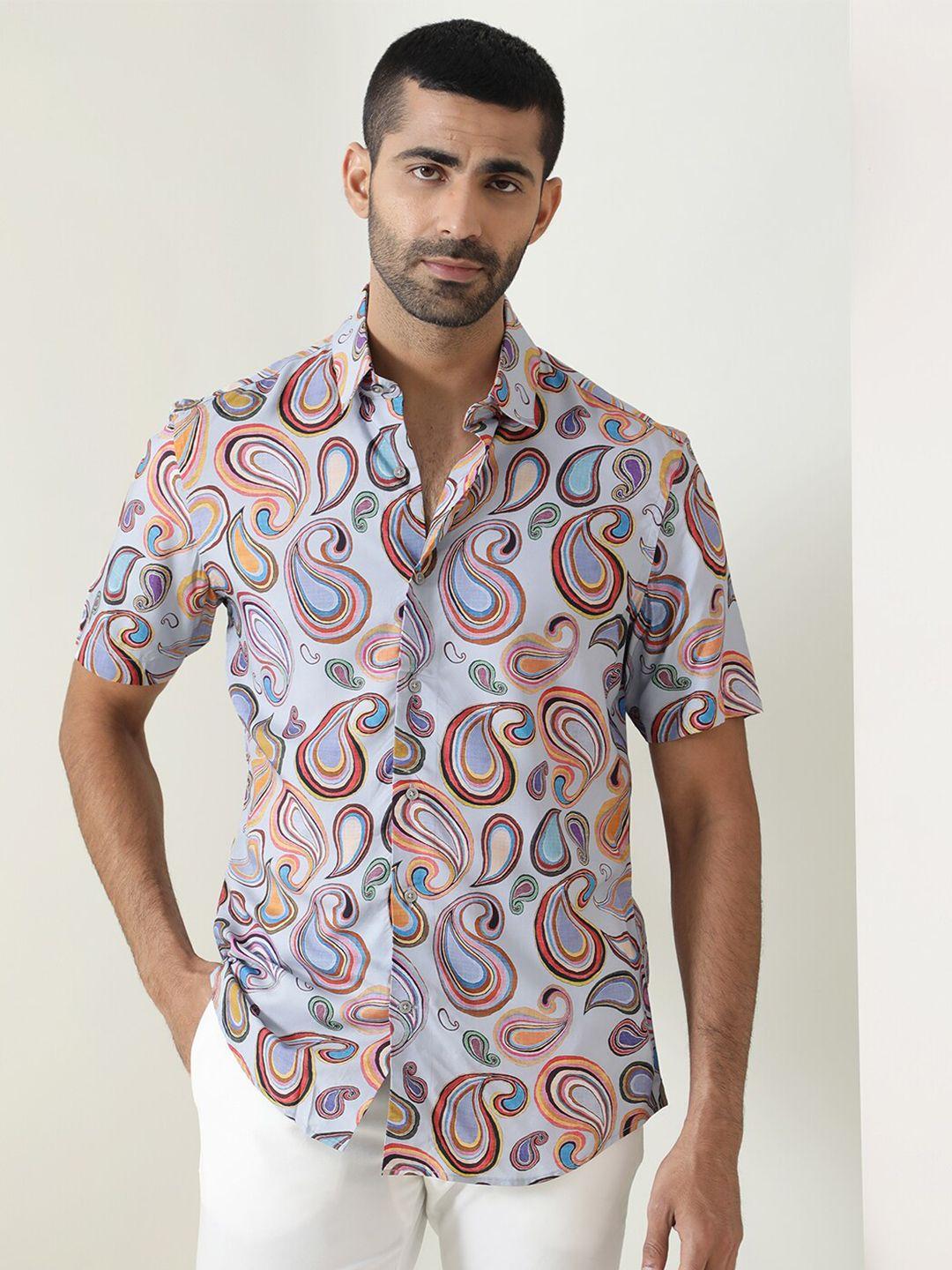 rare rabbit slim fit ethnic motif printed casual shirt