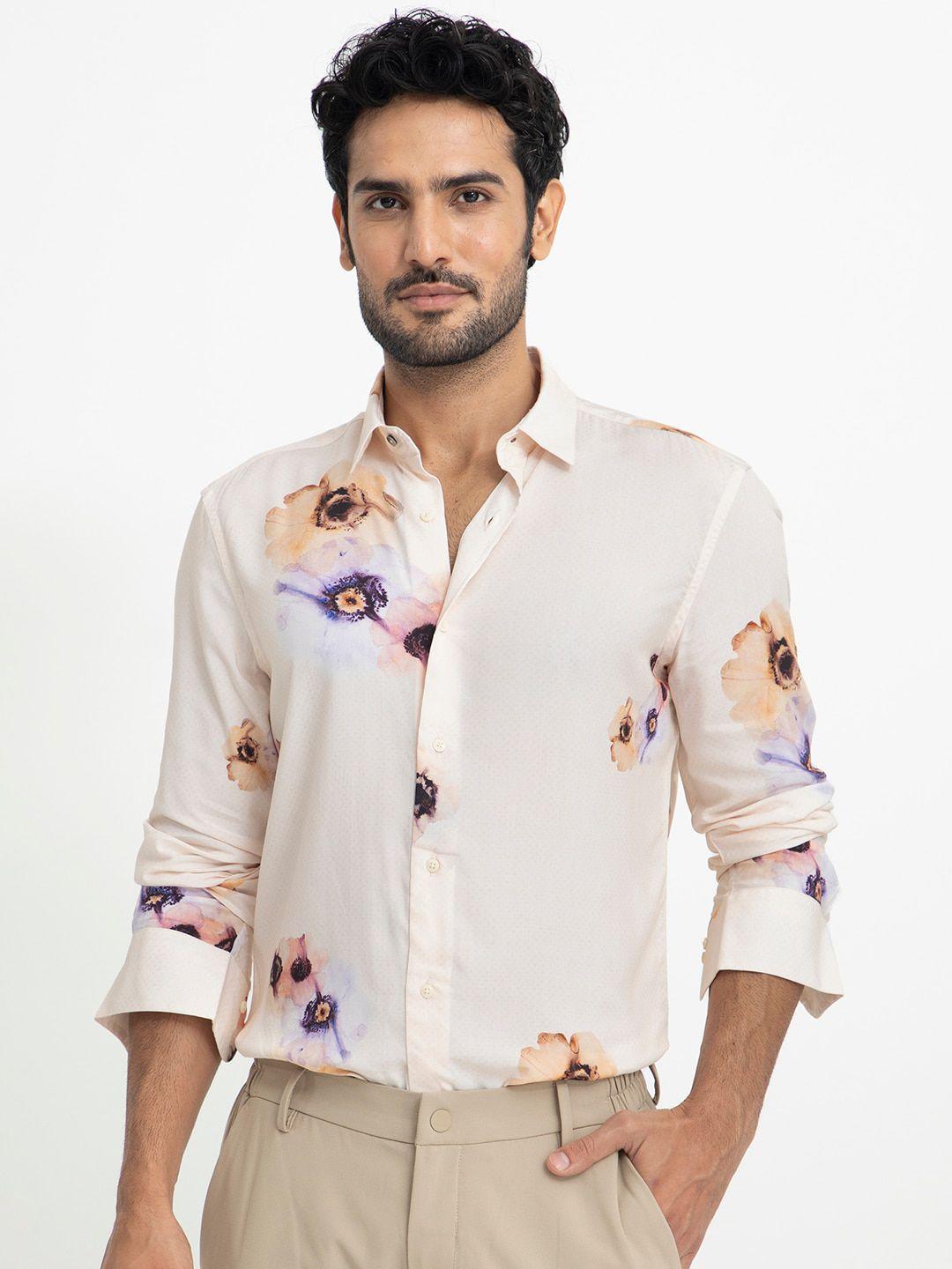 rare rabbit slim fit floral printed opaque casual shirt