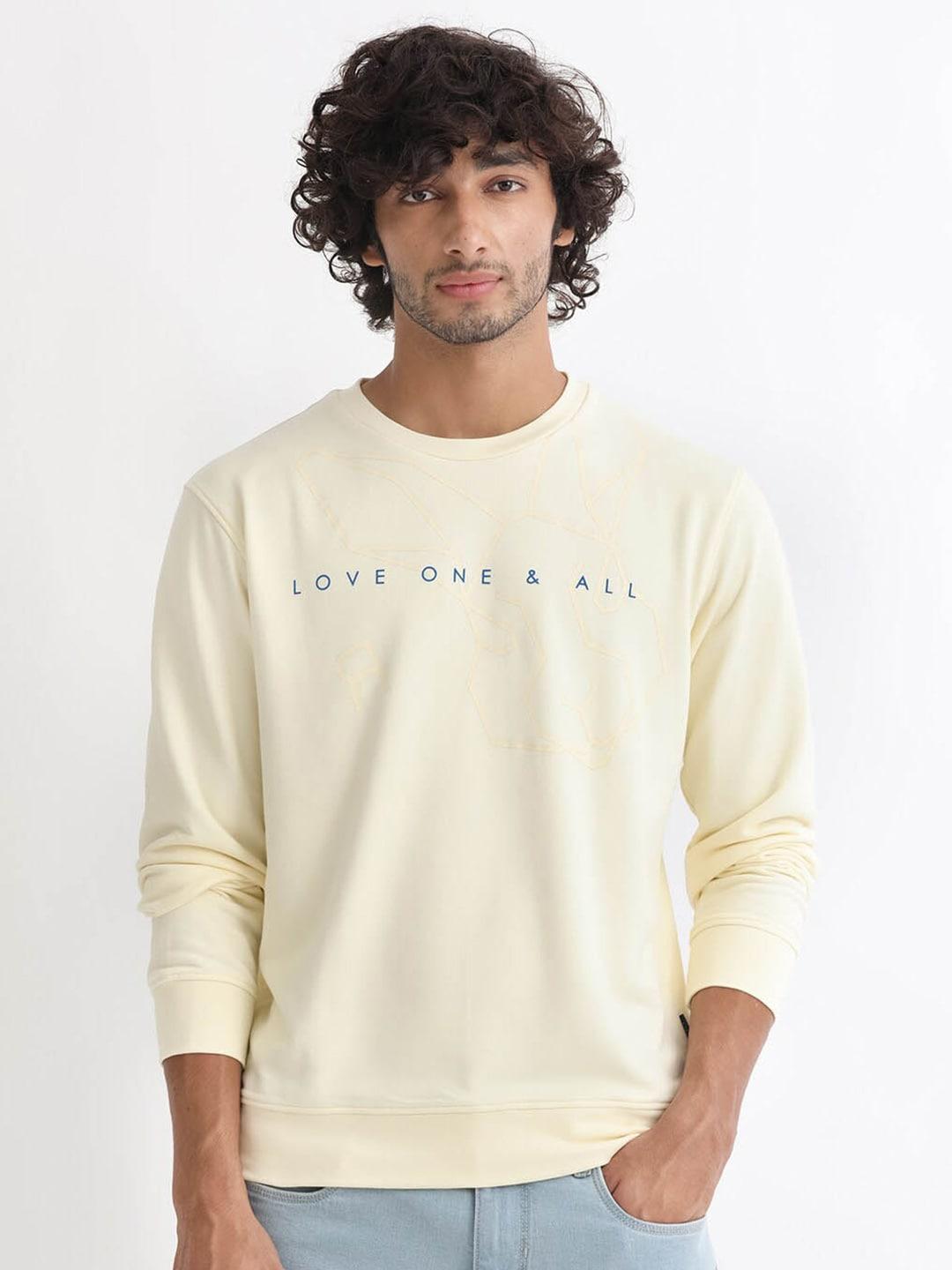 rare rabbit typography printed long sleeves cotton sweatshirt