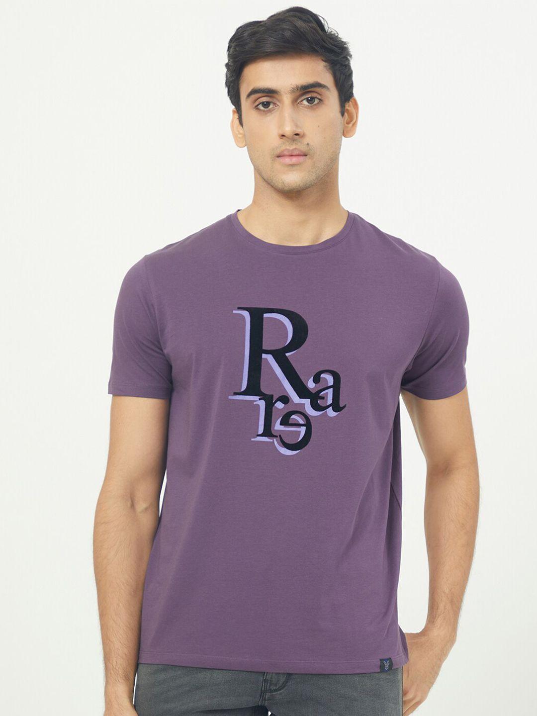 rare rabbit typography printed slim fit cotton t-shirt