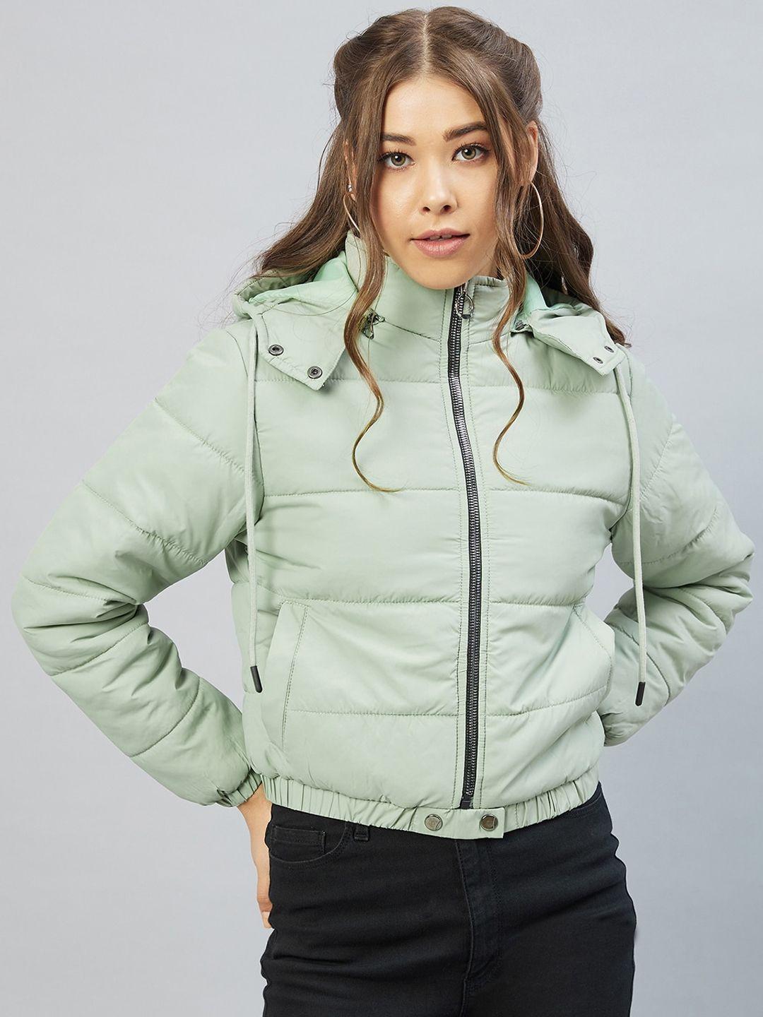 rare women sea green lightweight puffer jacket