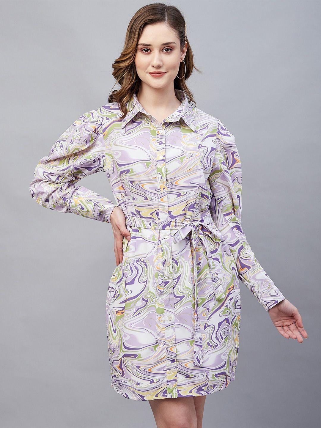 rare abstract printed georgette shirt dress
