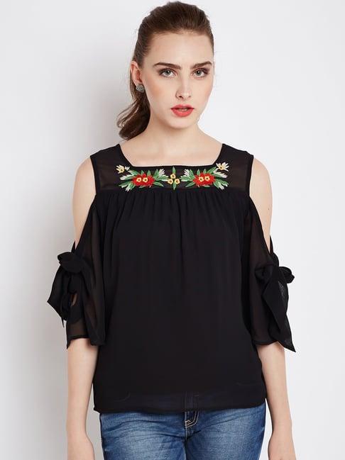 rare black embroidered top