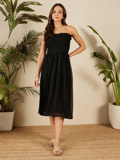 rare black regular fit midi dress