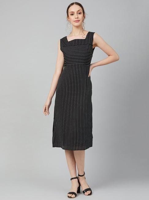 rare black striped midi dress