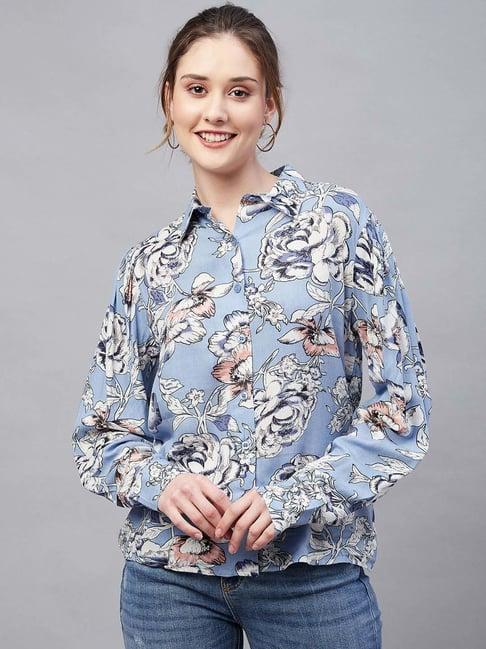 rare blue floral print shirt