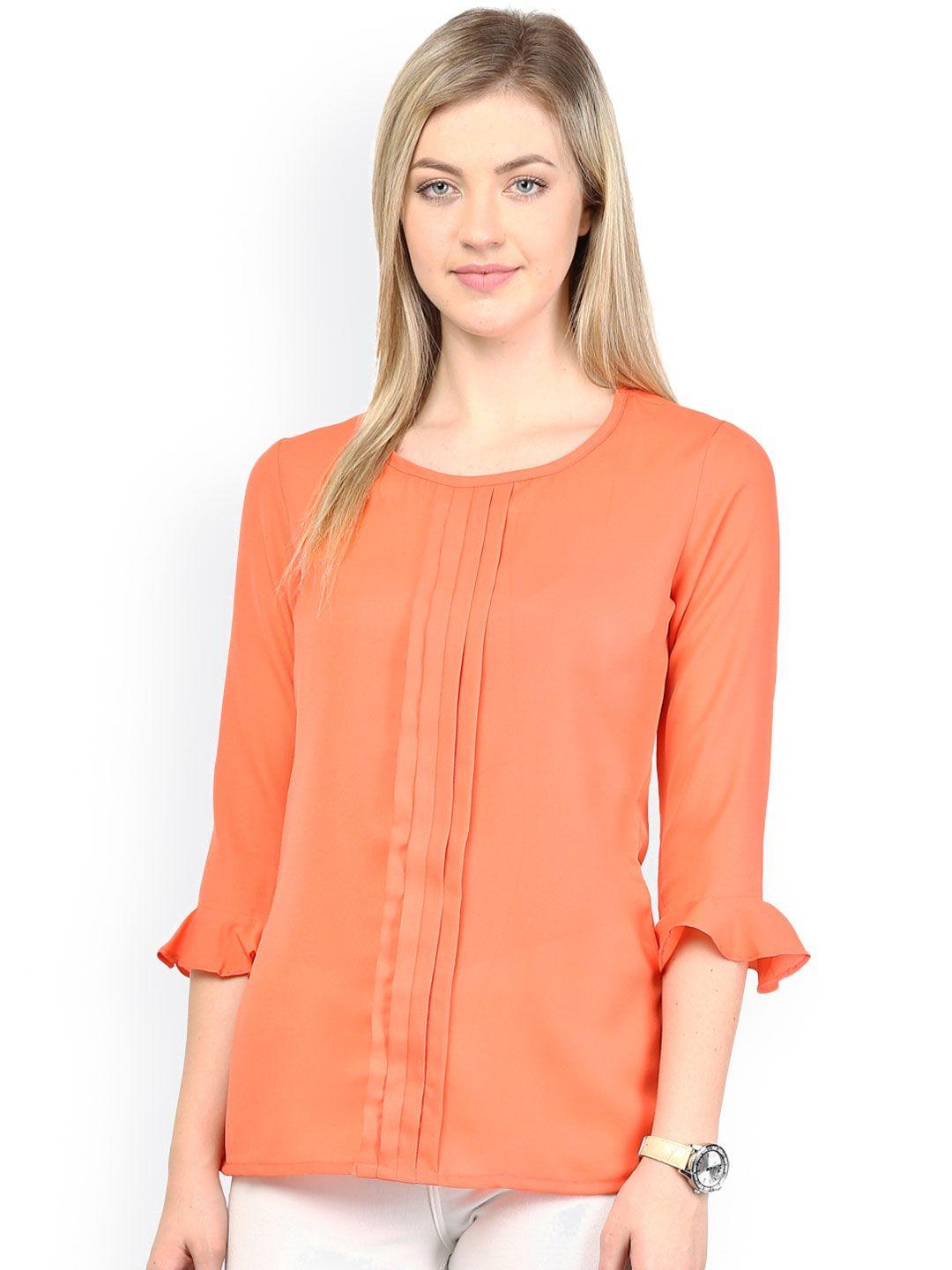 rare coral orange printed top