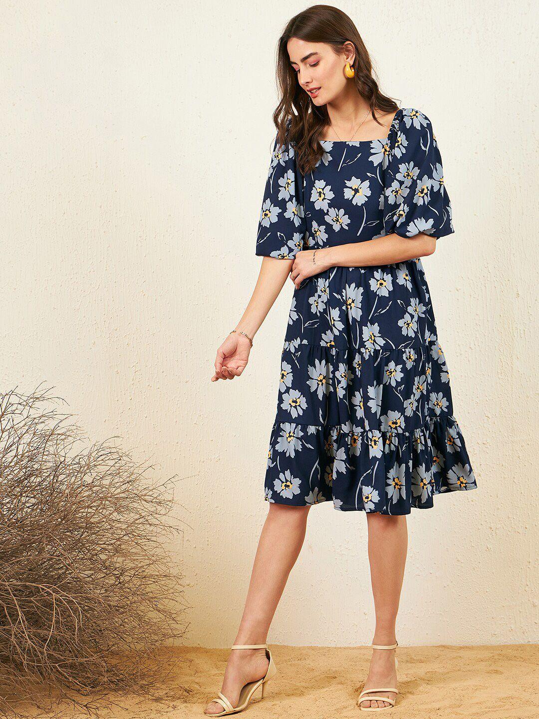 rare floral print georgette fit & flare dress