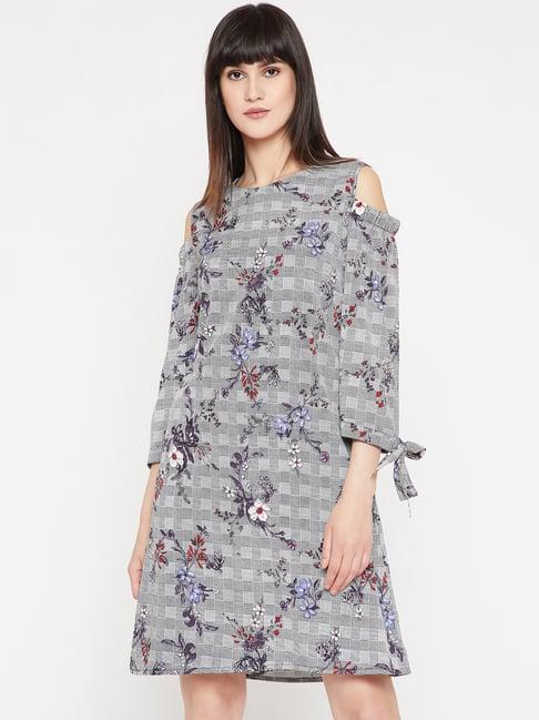 rare grey floral print shift dress