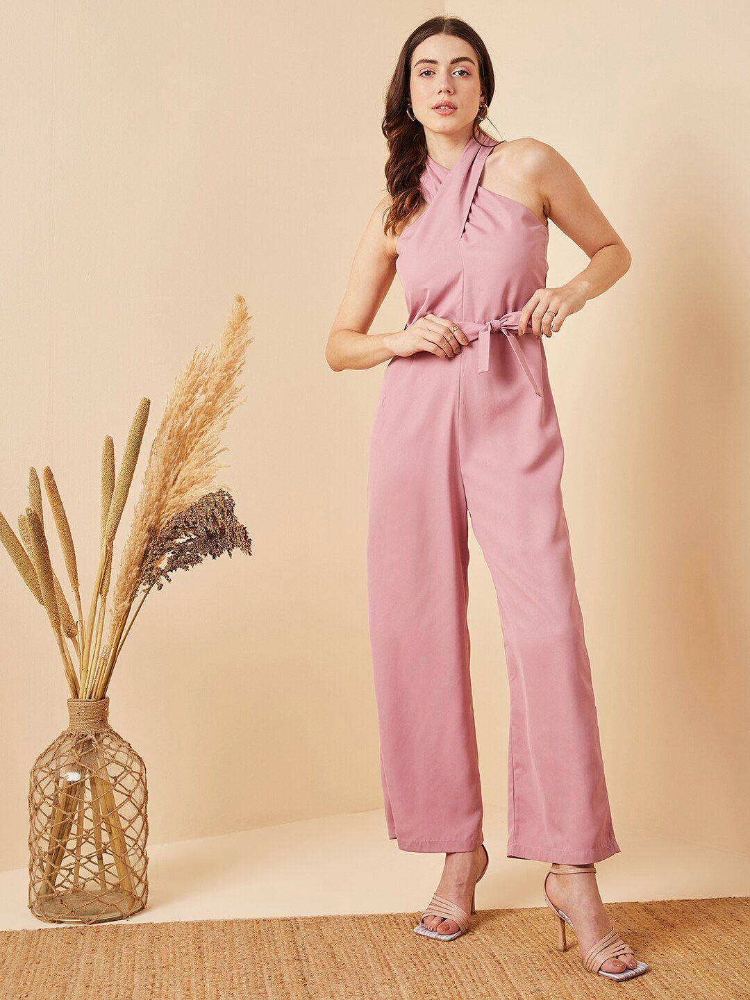 rare halter neck waist tie ups basic jumpsuit