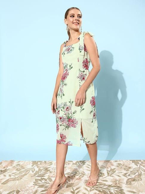 rare light green floral print midi dress