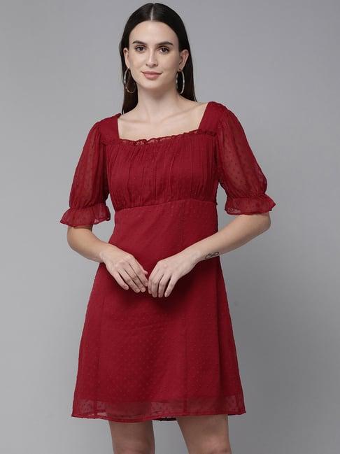 rare maroon a line dress