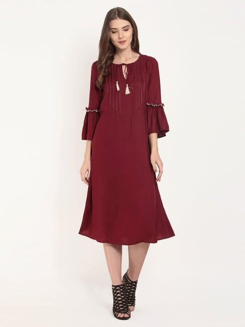 rare maroon a line dress