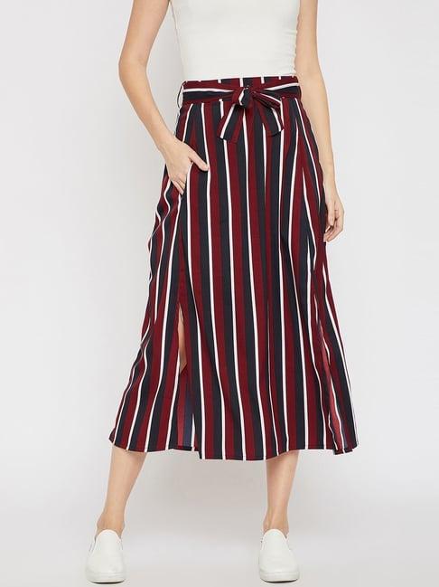 rare maroon striped a-line skirt