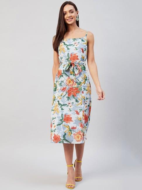 rare multicolor floral print midi dress