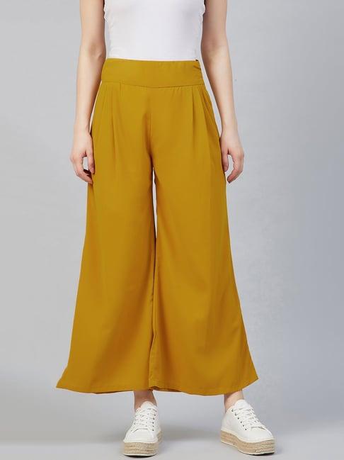 rare mustard mid rise regular fit culottes