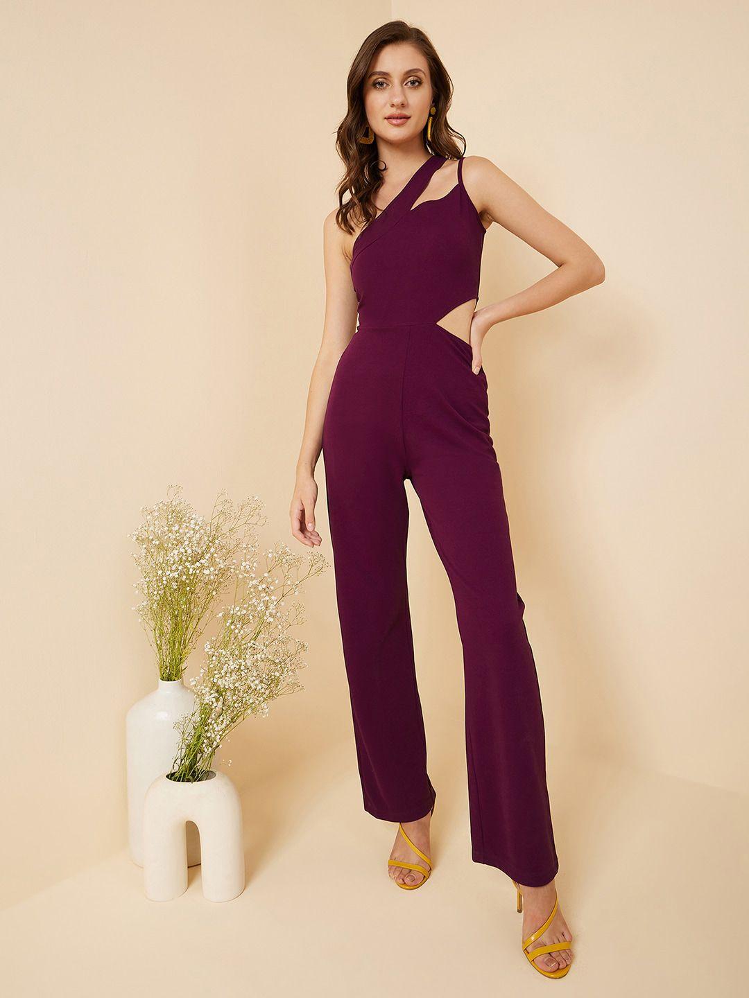 rare one shoulder cut-outs detail basic jumpsuit