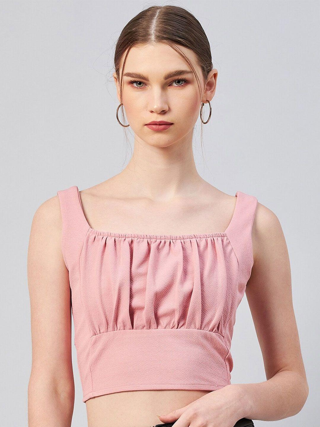 rare peach-coloured square neck crop top