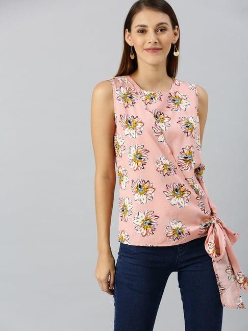 rare peach floral print top