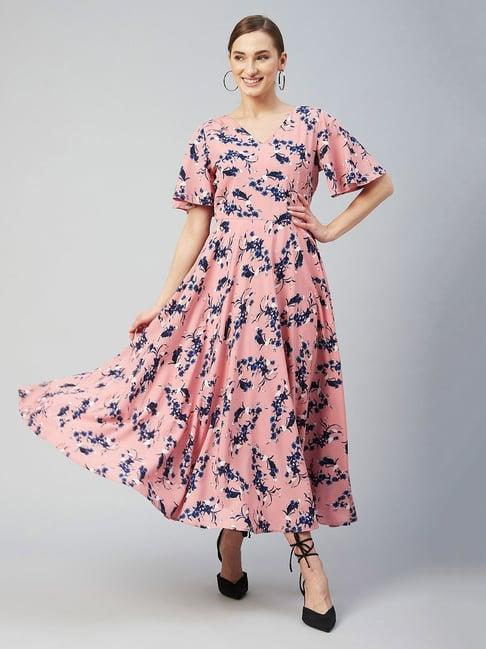 rare pink floral print maxi dress