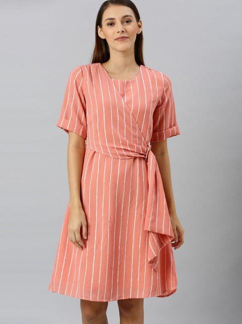 rare pink striped wrap dress