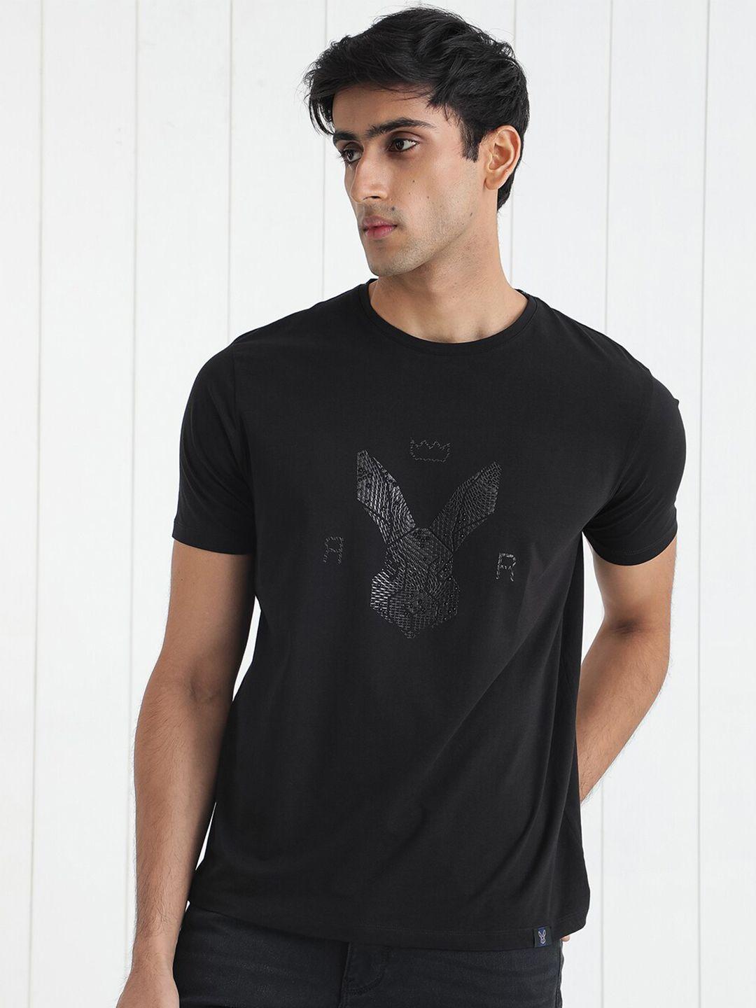 rare rabbit  graphic printed round neck  slim fit t-shirt