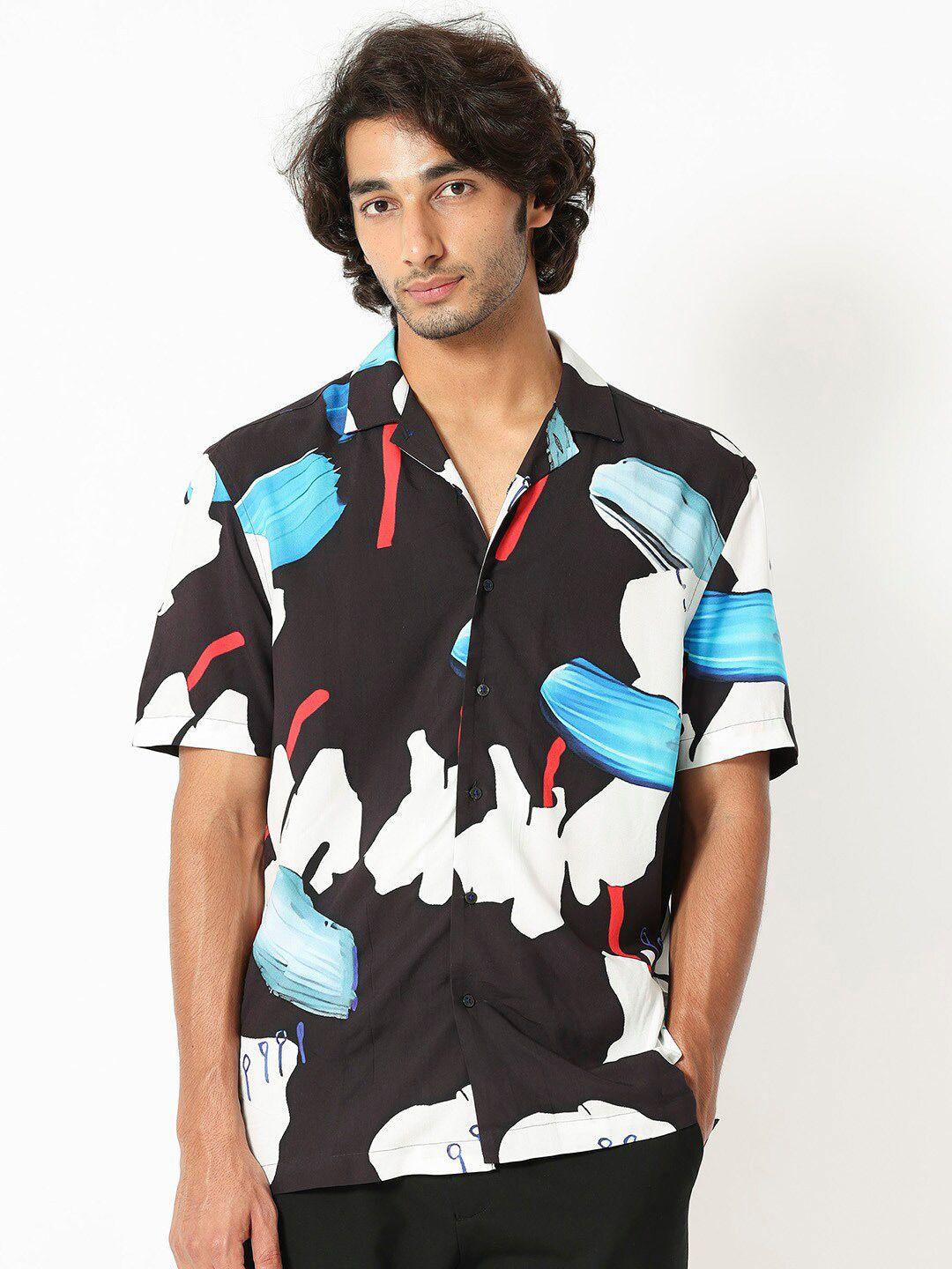 rare rabbit abstract printed slim fit opaque cotton casual shirt