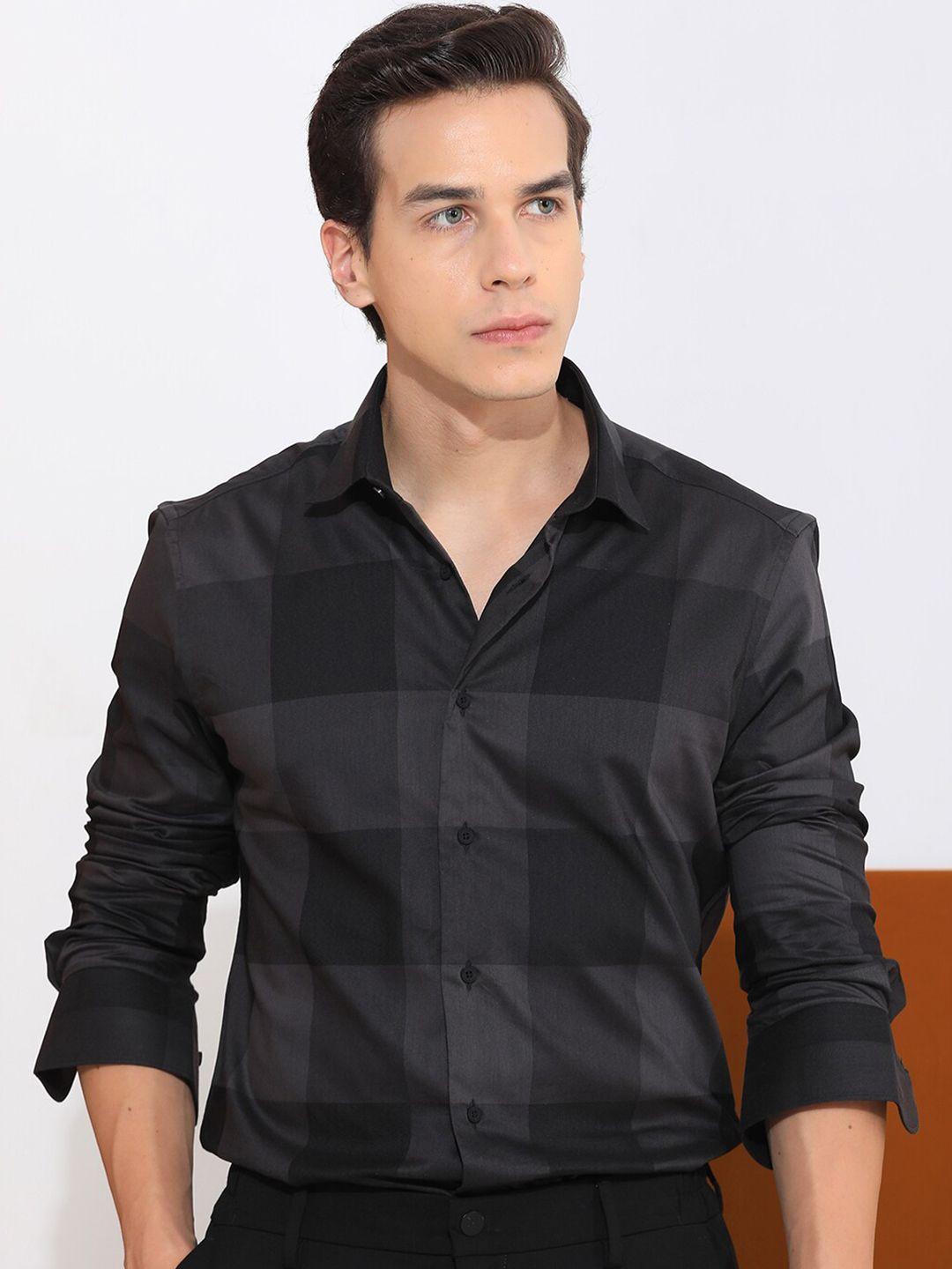 rare rabbit checked slim fit opaque cotton casual shirt
