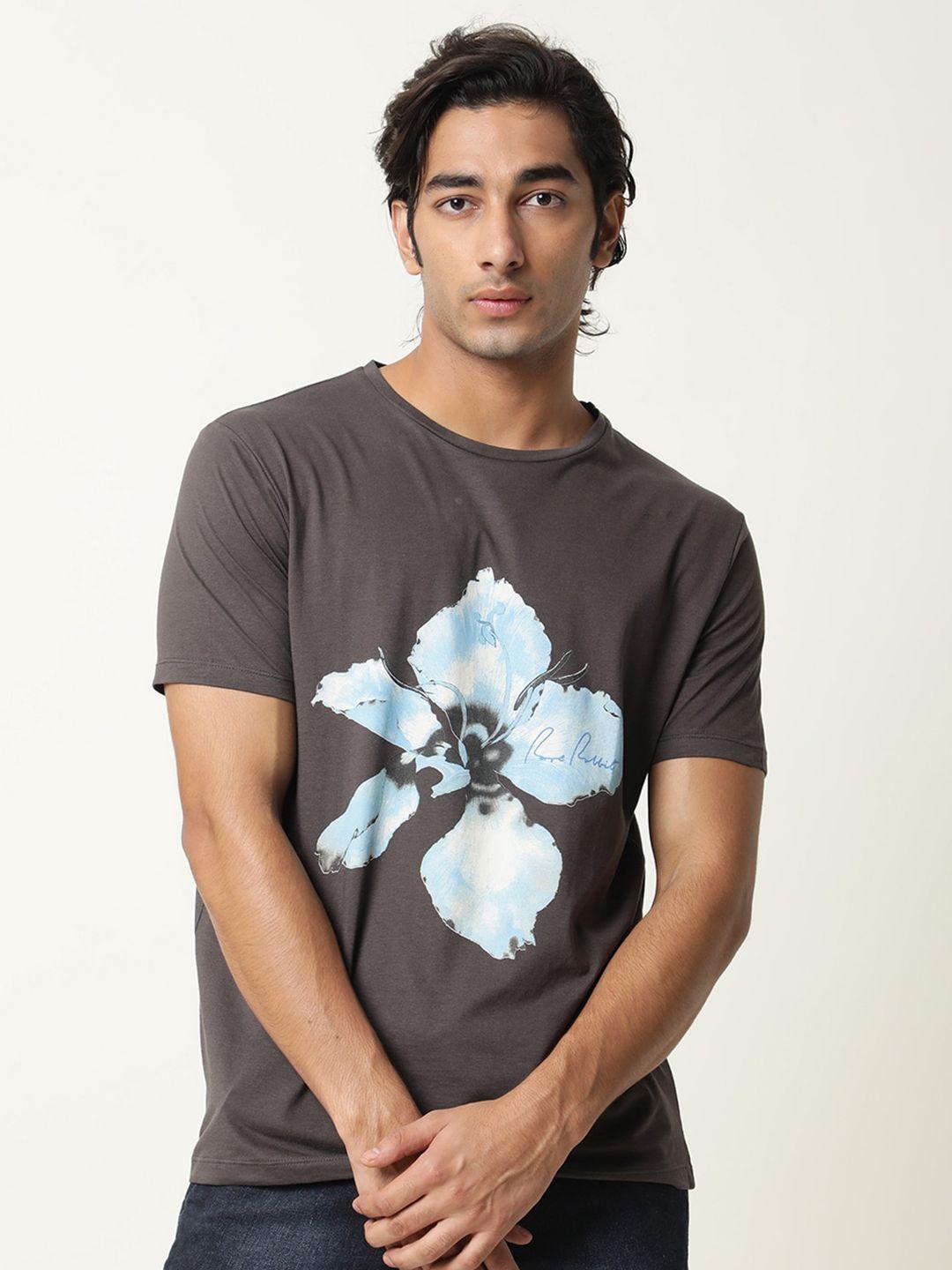 rare rabbit floral printed cotton slim fit t-shirt