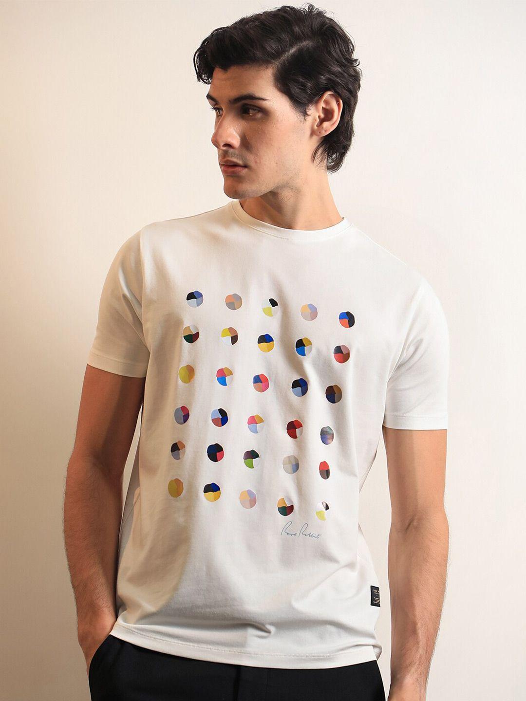 rare rabbit geometric printed slim fit cotton t-shirt