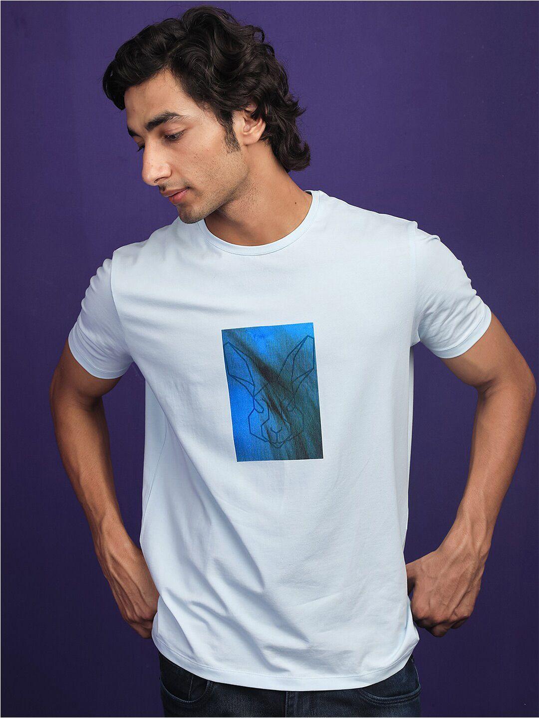 rare rabbit graphic printed cotton slim fit t-shirt