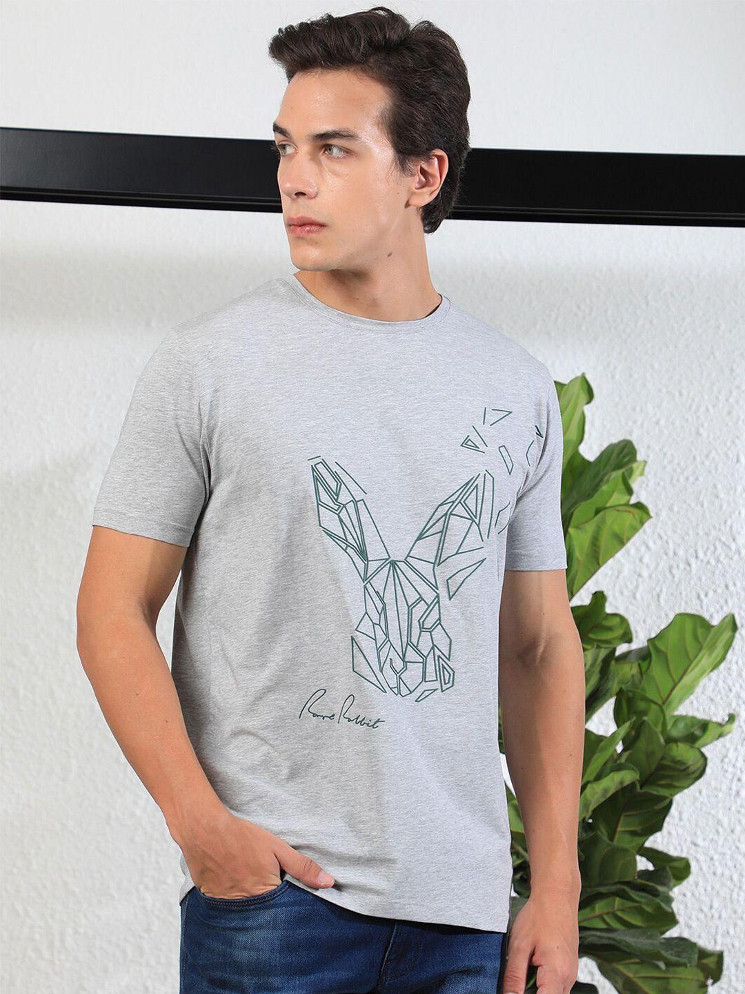rare rabbit graphic printed cotton slim fit t-shirt